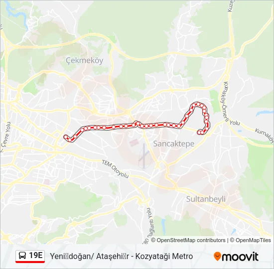 19E Bus Line Map