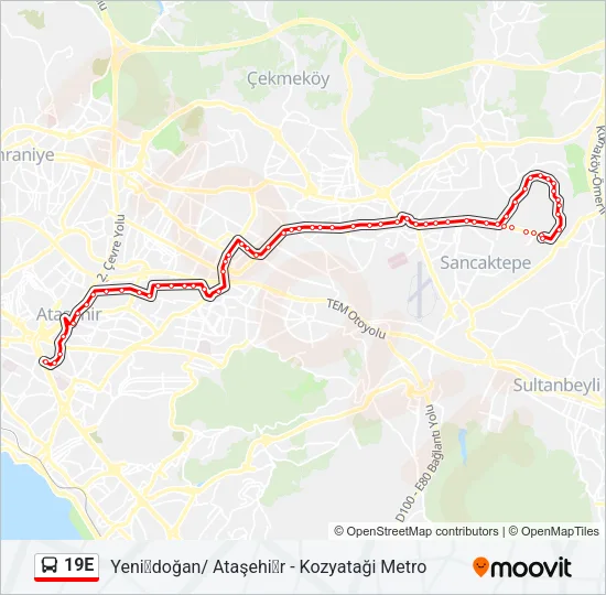 19E Bus Line Map