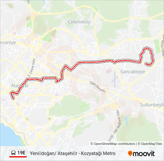 19E Bus Line Map