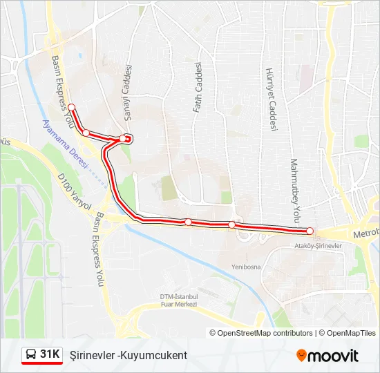 31K Bus Line Map