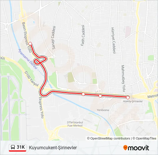 31K Bus Line Map