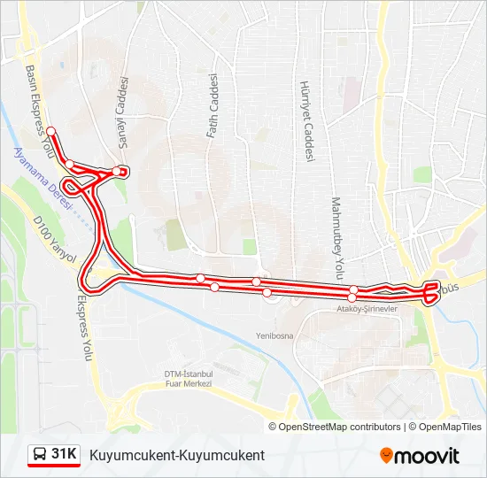 31K Bus Line Map