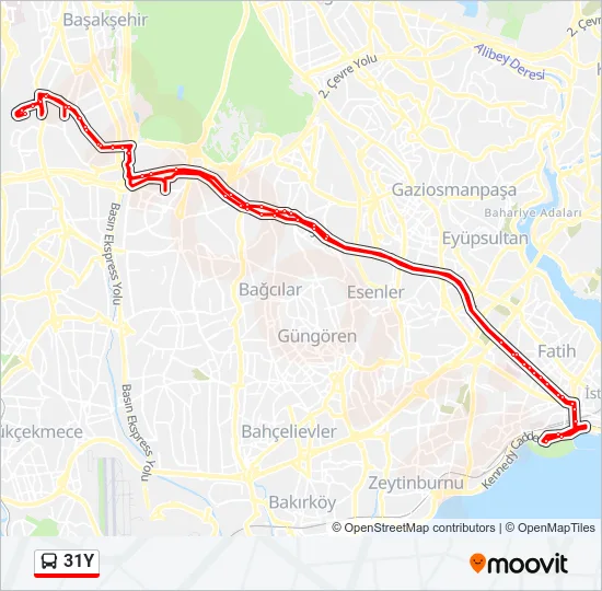 31Y Bus Line Map