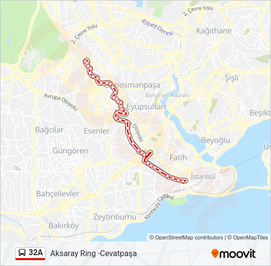 32A Bus Line Map
