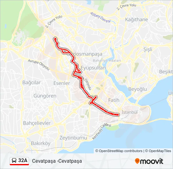 32A Bus Line Map