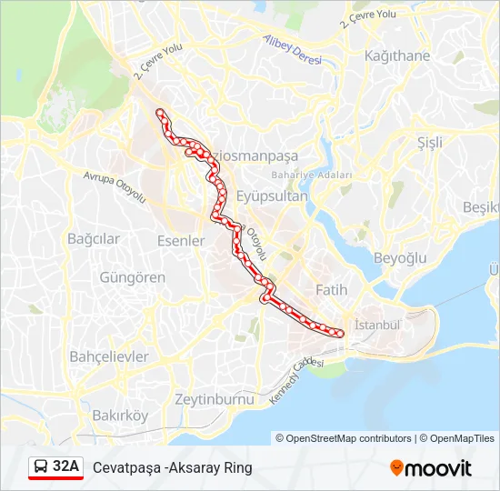 32A Bus Line Map