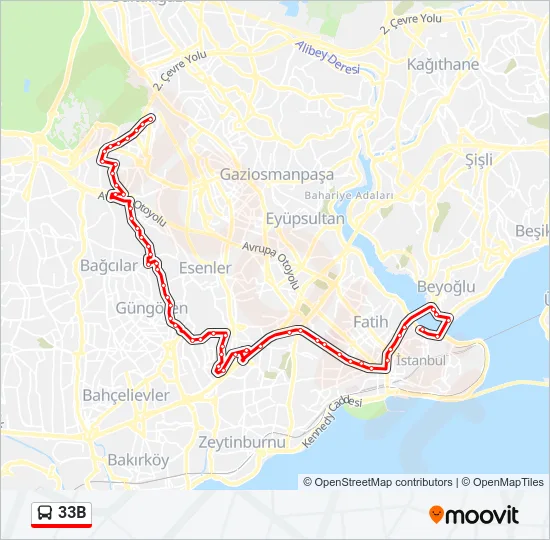 33B Bus Line Map