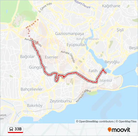 33B Bus Line Map