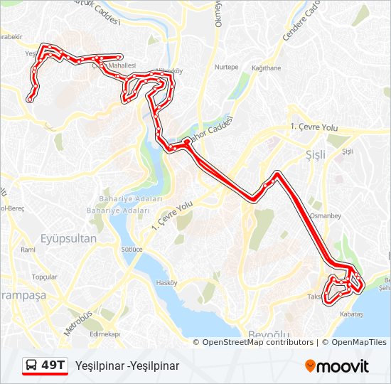 49T otobüs Hattı Haritası