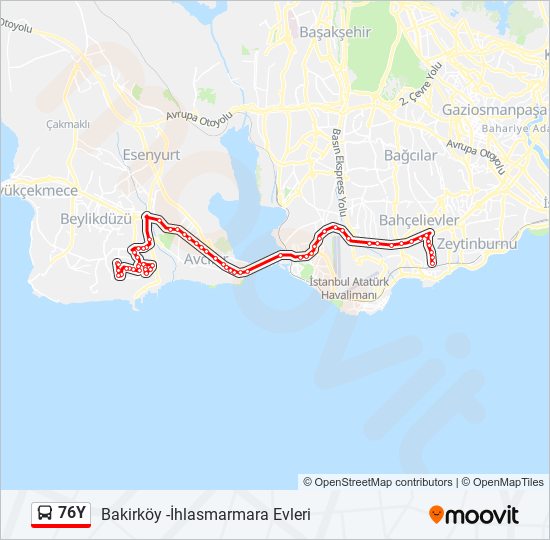 76Y bus Line Map