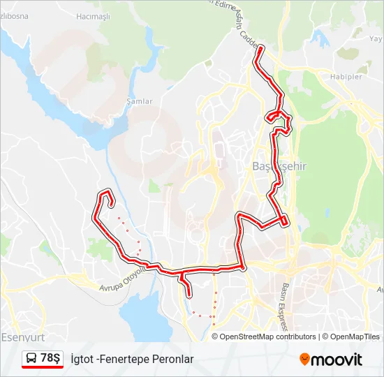 78Ş Bus Line Map