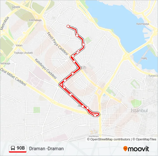 90B Bus Line Map