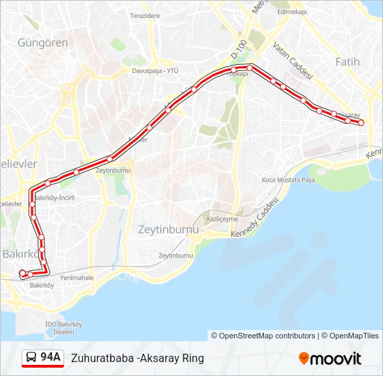 94A Bus Line Map