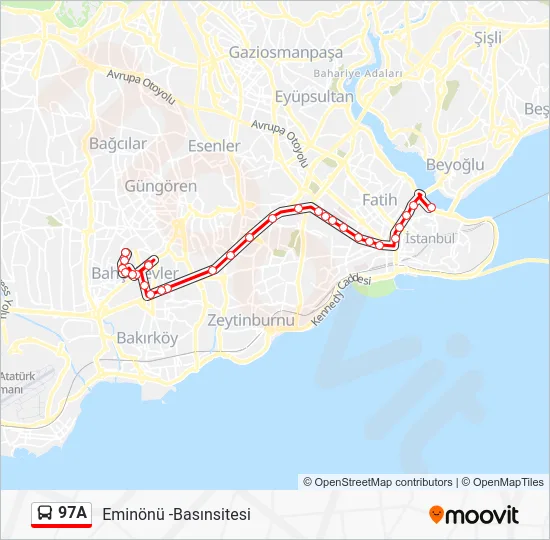 97A Bus Line Map