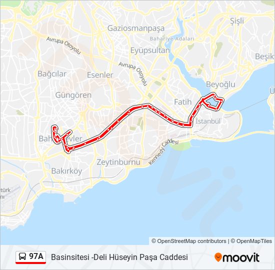 97A bus Line Map