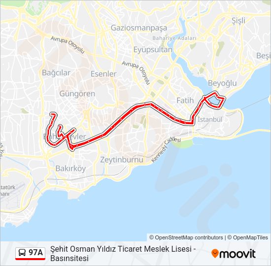 97A Bus Line Map
