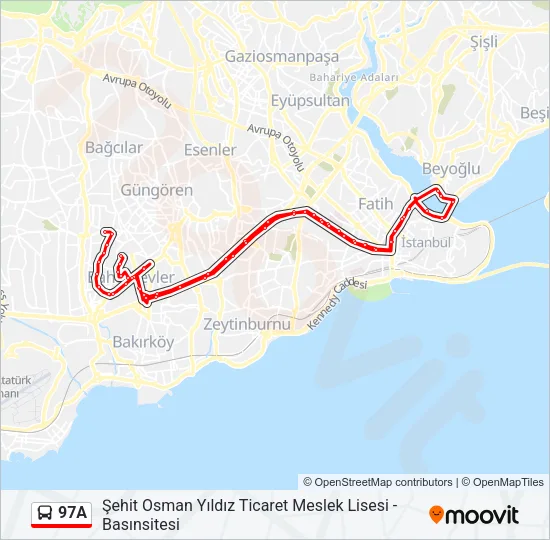 97A Bus Line Map
