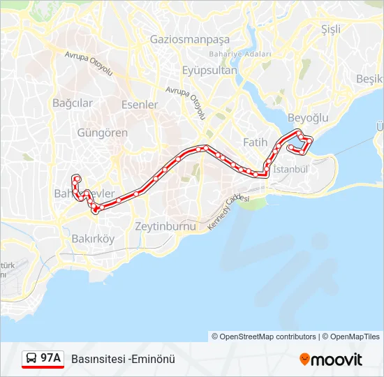97A Bus Line Map