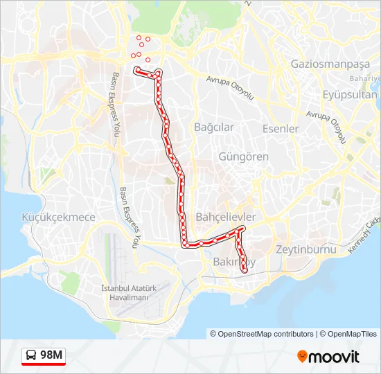 98M Bus Line Map