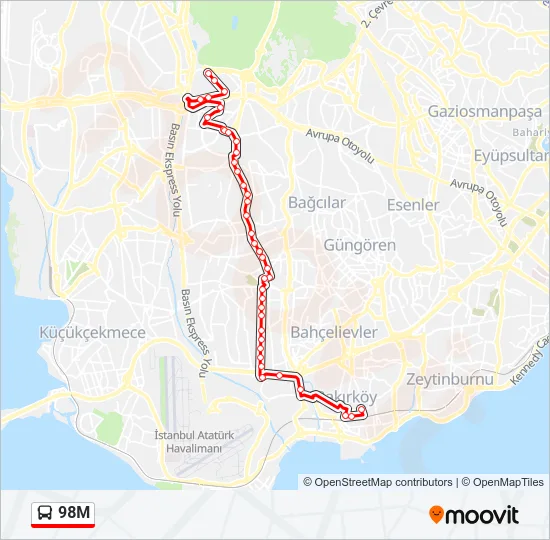 98M Bus Line Map