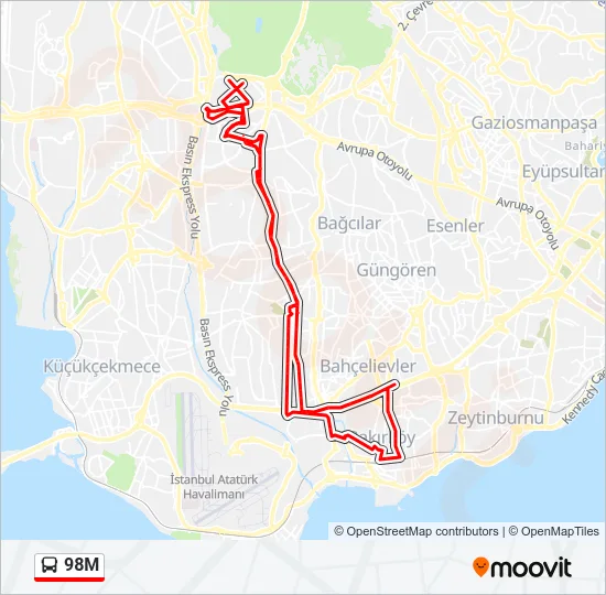 98M Bus Line Map