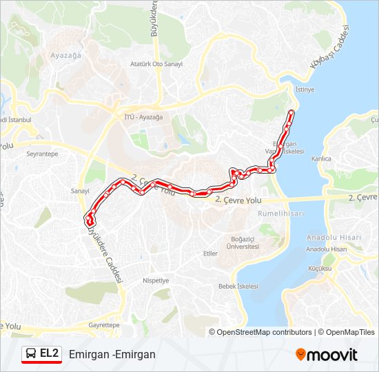 EL2 otobüs Hattı Haritası