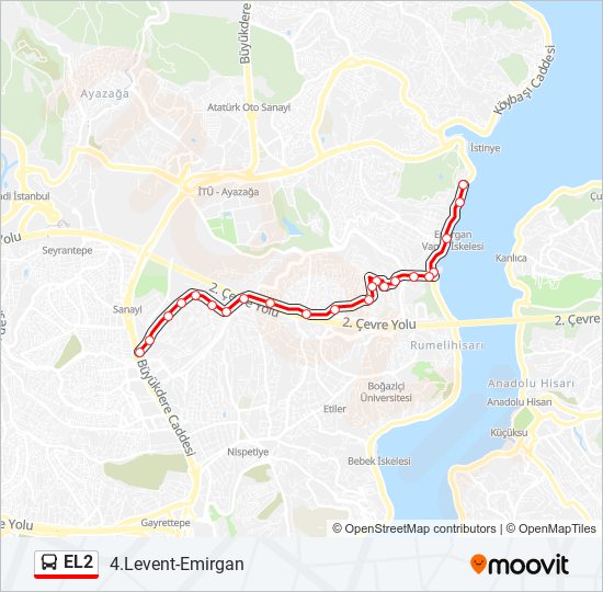 EL2 otobüs Hattı Haritası
