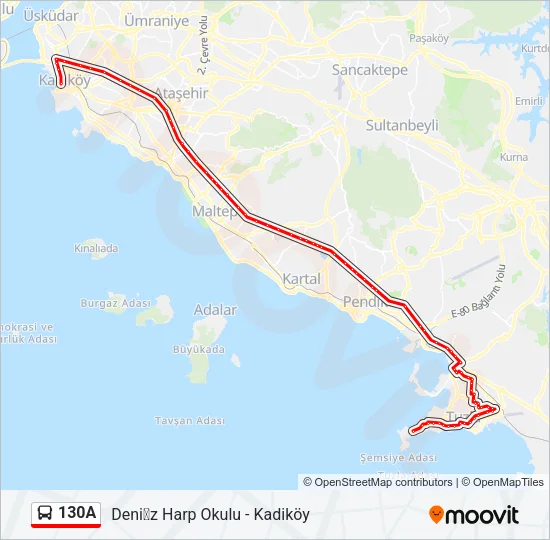 130A Bus Line Map
