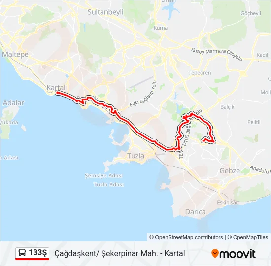 133Ş Bus Line Map