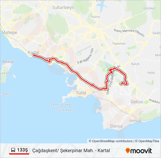 133Ş Bus Line Map