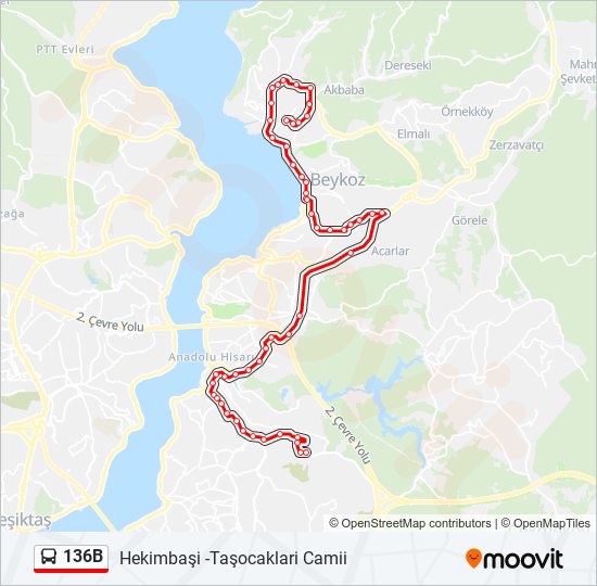 136B bus Line Map