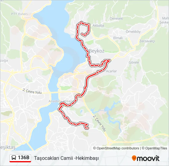 136B Bus Line Map
