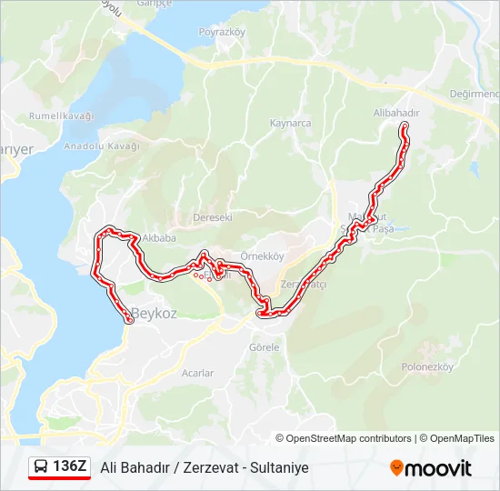 136Z Bus Line Map