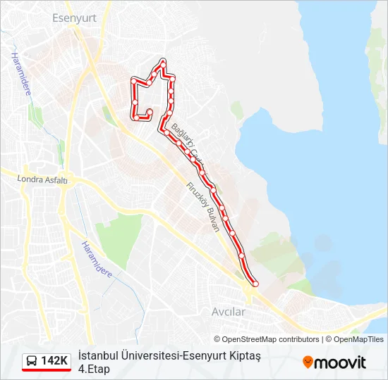 142K Bus Line Map