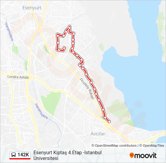 142K Bus Line Map