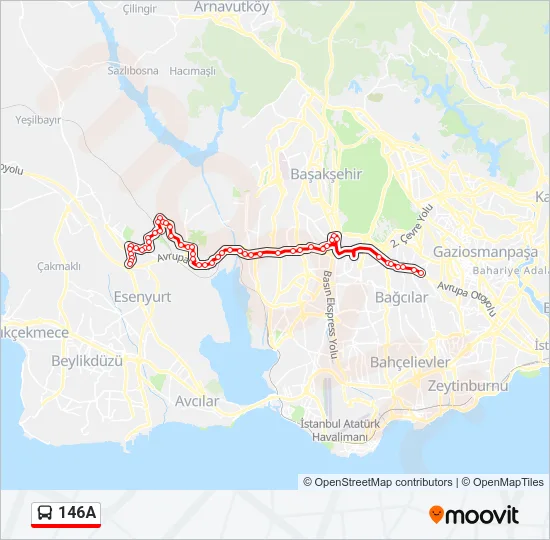 146A Bus Line Map