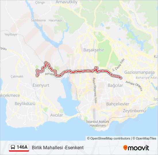 146A bus Line Map