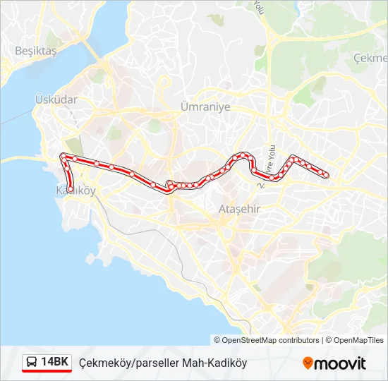 14BK Bus Line Map