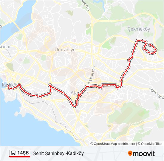 14ŞB otobüs Hattı Haritası