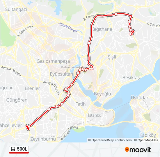 500L Bus Line Map