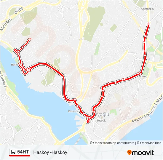 54HT Bus Line Map