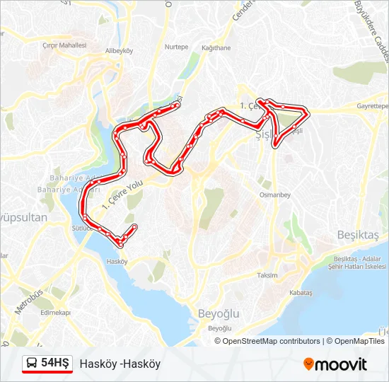 54HŞ Bus Line Map