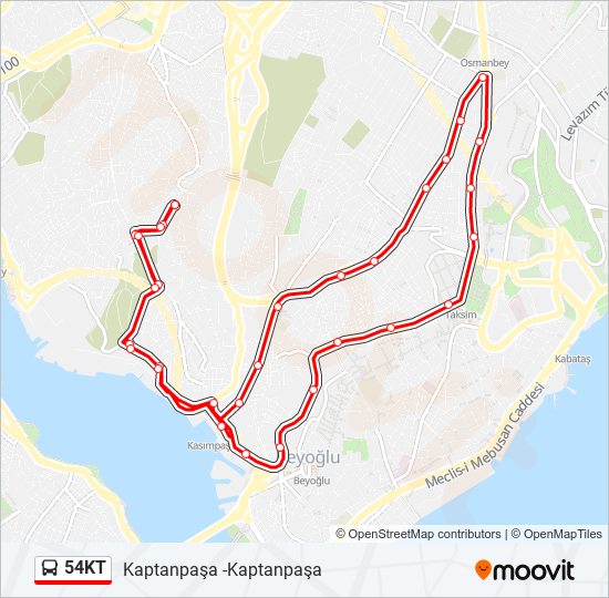 54KT bus Line Map