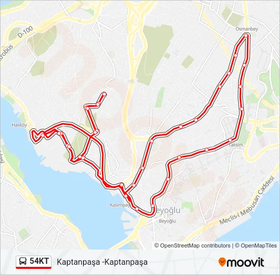 54KT Bus Line Map