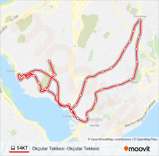 54KT Bus Line Map