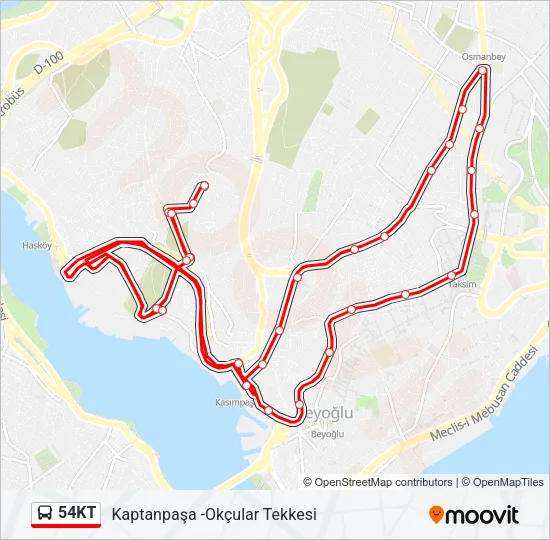 54KT Bus Line Map