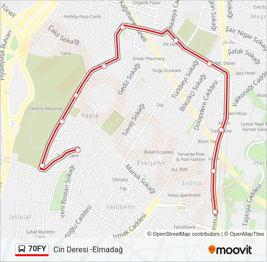 70FY Bus Line Map