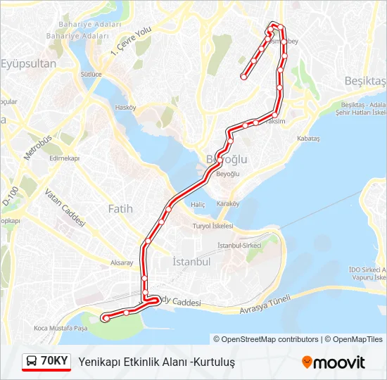 70KY Bus Line Map
