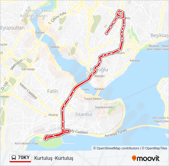 70KY Bus Line Map