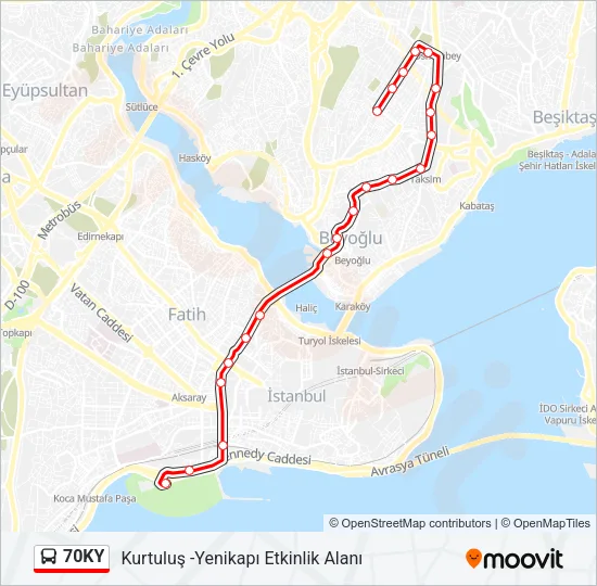 70KY Bus Line Map
